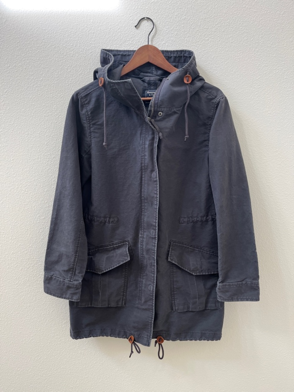 Abercrombie & Fitch Women's Charcoal Utility Jacket with Hood